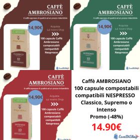 100 capsule caffè Ambrosiano compatibili Nespresso eur 14,90